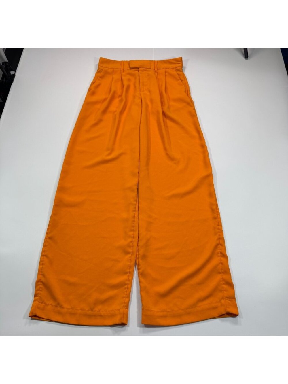 A New Day Pant Women's 8 Orange Polyester Dress Wide-Leg Business Pleated Preppy